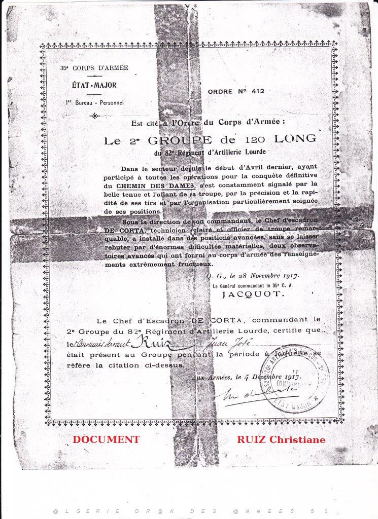 1 GUERRE 14-18 MON PERE RUIZ JUAN JOSE 5 Ministere de la guerre .jpg